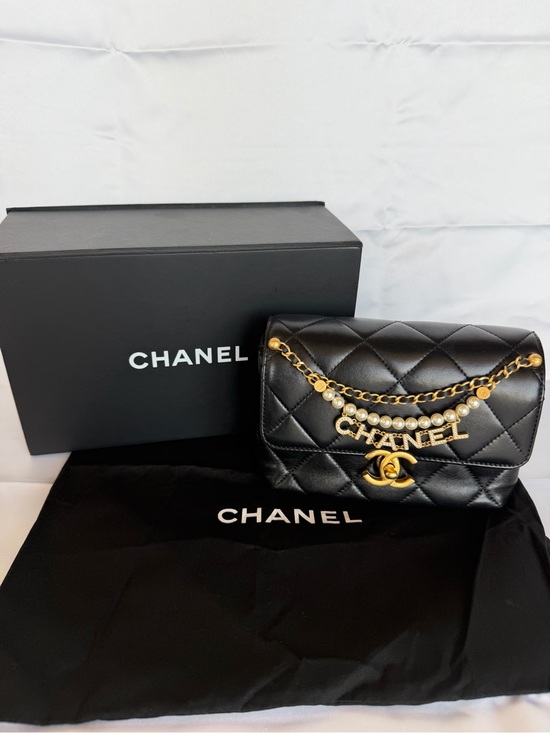 CHANEL Handbags - CHANEL 24A Black Lambskin Mini Flap Chanel CC Turnlock Full Set Microchipped